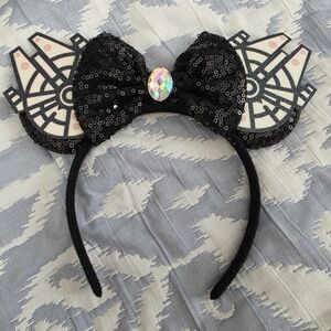 Black Sequin Bow Kids Headband with Decorative Gem